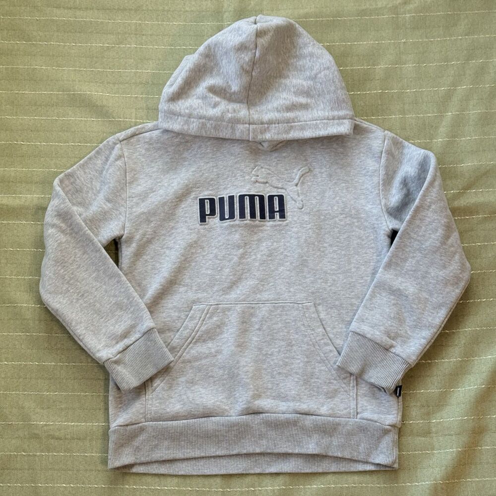 Puma Boys Hoodie Gray Size M 10/12  Great Condition